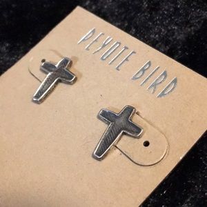 Peyote Bird Sterling silver cross earrings